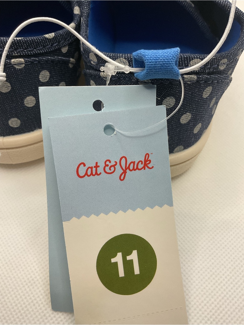 Cat & Jack Navy Polka Dot Double Velcro Kids Sneakers size 11 - Picture 6 of 6